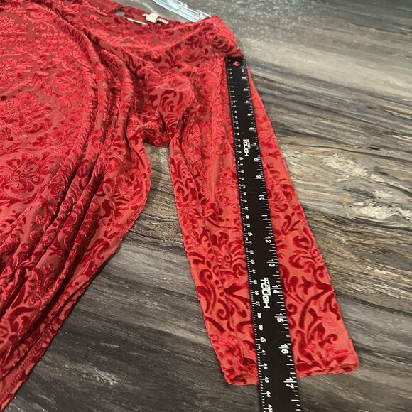 Cato Womens Velvet Burn Out Top Small Tunic Semi Sheer Floral Modest Stretch - Picture 12 of 13